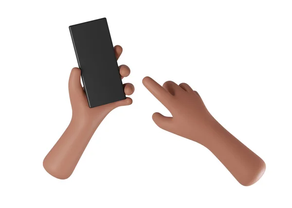 Telefone Celular Mão Com Fundo Branco Renderização — Fotografia de Stock