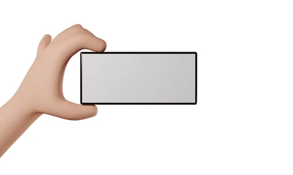 携帯電話は白い背景を持つ手に 3Dレンダリング — ストック写真