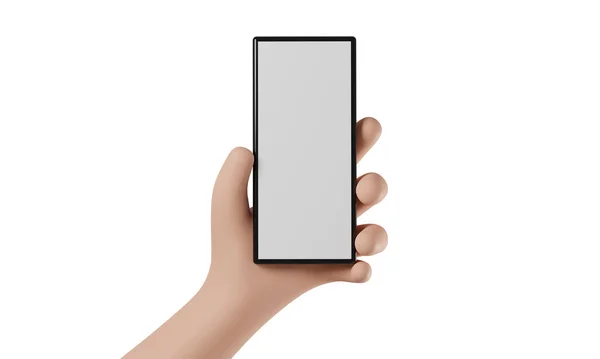 携帯電話は白い背景を持つ手に 3Dレンダリング — ストック写真