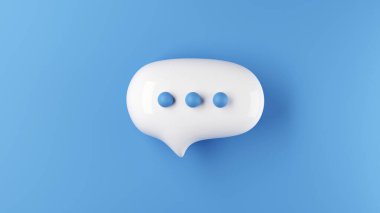 Mavi arka planda sohbet balonu. Sohbet ya da online konuşma konsepti. 3B Hazırlama