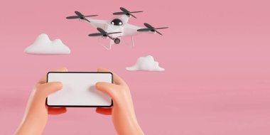 Drone 'un uçan el kumandası, İHA uçuş konsepti, 3D görüntüleme