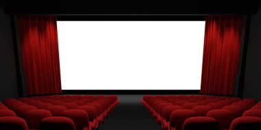 Sinema ekranı 3D görüntüleme. Sinema taklit ekranı. 3B görüntüleme