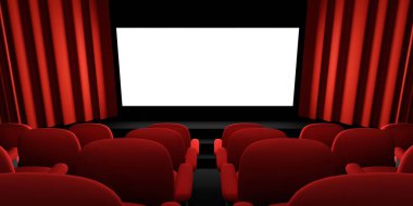 Sinema ekranı 3D görüntüleme. Sinema taklit ekranı. 3B görüntüleme