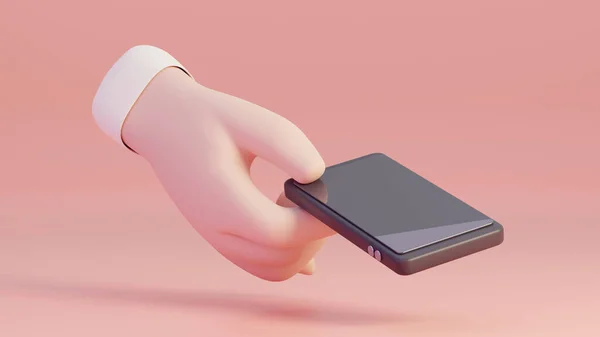Mão Segurando Smartphone Isolado Fundo Renderização — Fotografia de Stock