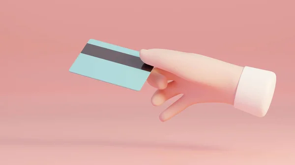 Mão Segurando Cartão Crédito Isolado Fundo Renderização — Fotografia de Stock