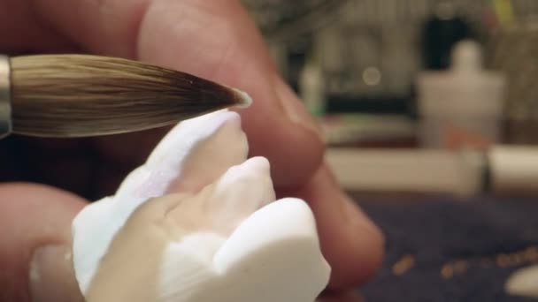 Macro Shot Dental Specialist Working on Implant Prosthetics — Αρχείο Βίντεο