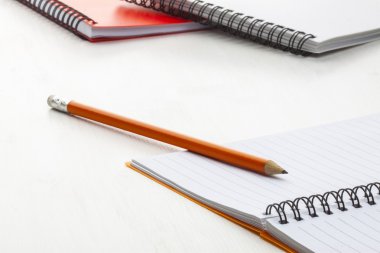Turuncu kalem defter ile