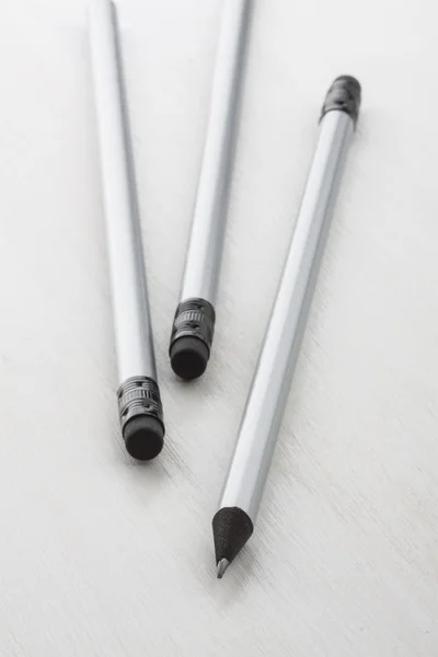 Three silver-colored pencils — Stock Photo, Image