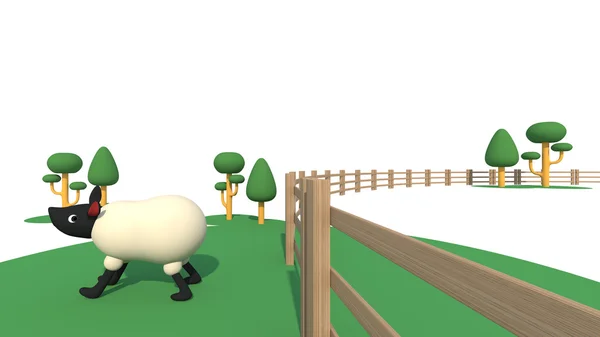 Sheep out of the fence — Stock Photo, Image