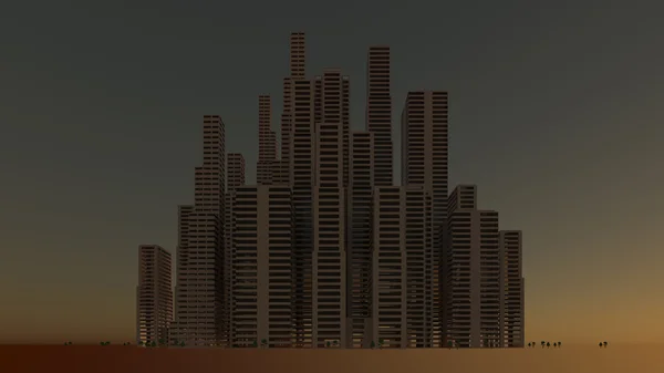 Dageraad van het gebouw van de stad — Stockfoto
