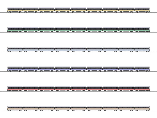 Seitenansicht eines Zuges in verschiedenen Farben — Stockfoto