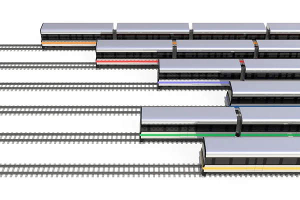 Trenes de diferentes colores — Foto de Stock