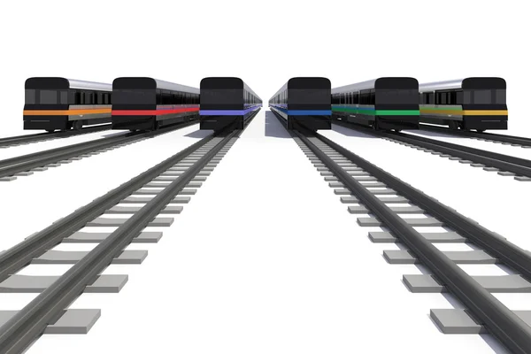 Trains of different colors — Stock Photo, Image