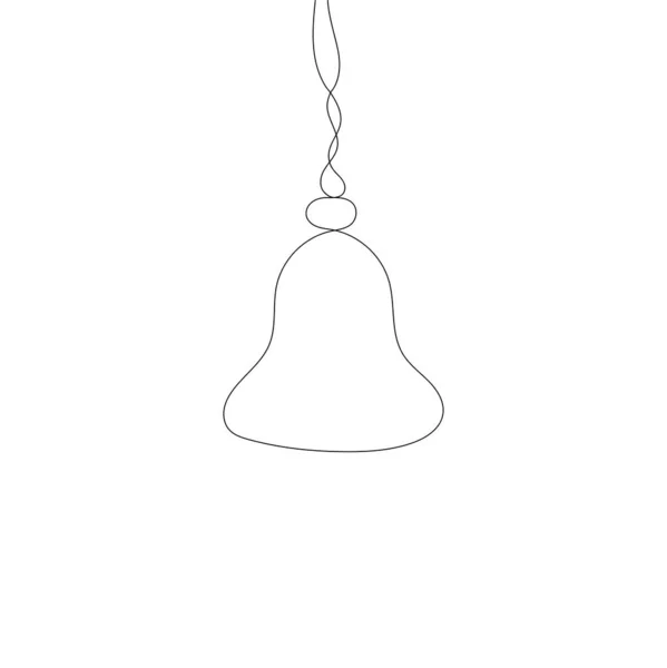 Stylized Cute Bell Continuous One Line Drawing Outline Style Vector — Stock Vector