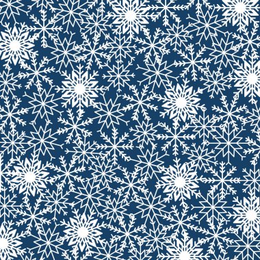 Kış arka planında farklı şekil ve boyutlarda kar taneleri var. Tebrik kartları, posterler, duvar kağıtları, yüzey, web tasarımı, tekstil, dekor, yazdırma için tasarım unsurlarının vektör ilülasyonu.