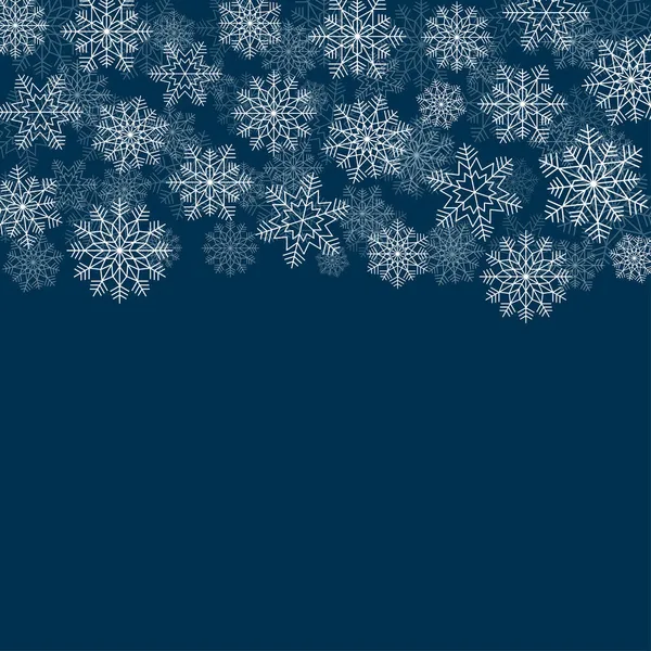 Zimowe Tło Płatkami Śniegu Różnych Kształtach Rozmiarach Ilustracja Wektorowa Elementów — Wektor stockowy