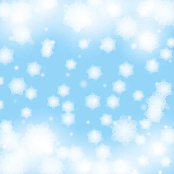 Fond Hiver Abstrait Avec Flocons Neige Glace Sur Couleur Bleue — Image vectorielle