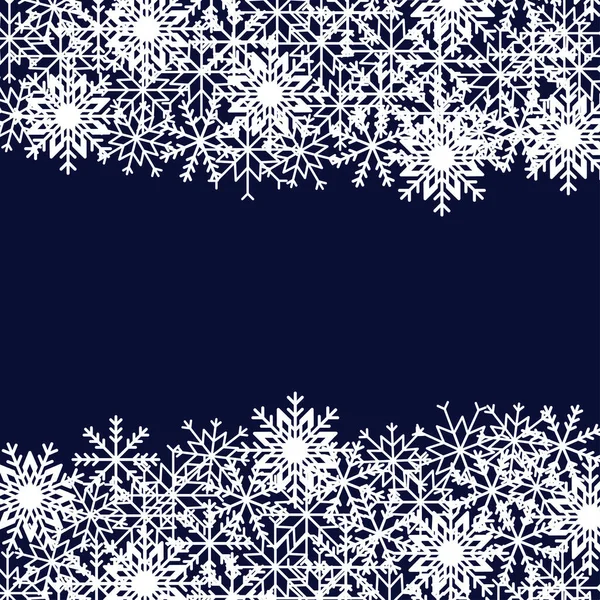Zimní Pozadí Sněhovými Vločkami Různých Tvarů Velikostí Vektorové Ilustrace Designových — Stockový vektor