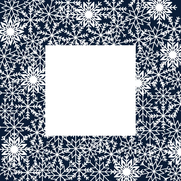 異なる形状やサイズの雪片と冬の背景 グリーティングカード ポスター ウェブデザイン テキスタイル 印刷のためのデザイン要素のベクトルイラスト — ストックベクタ