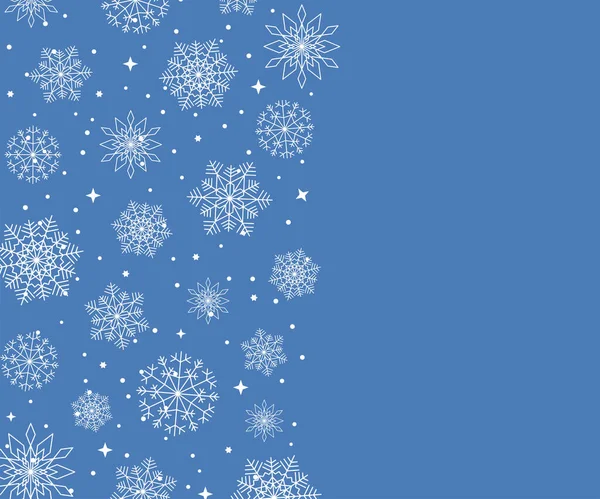 Winter Achtergrond Met Sneeuwvlokken Van Verschillende Vormen Maten Vector Illustratie — Stockvector