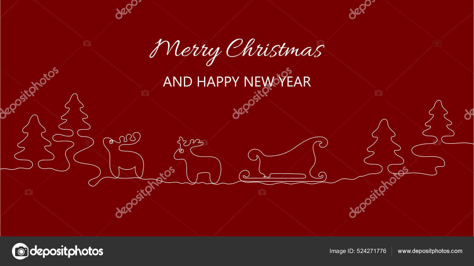 Composición Navidad Año Nuevo Dibujo Continuo Una Línea Diseño Para vector,  gráfico vectorial © .com imagen #524271776