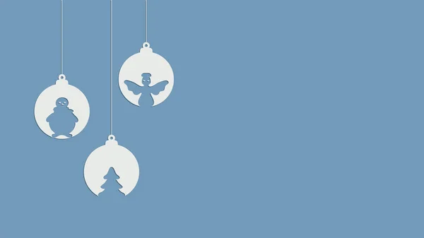 Yılbaşı ve yeni yıl kompozisyonu: Melek, Noel ağacı, kardan adam. Tebrik kartı, afiş, poster tasarımı. Vektör illüstrasyonu. 