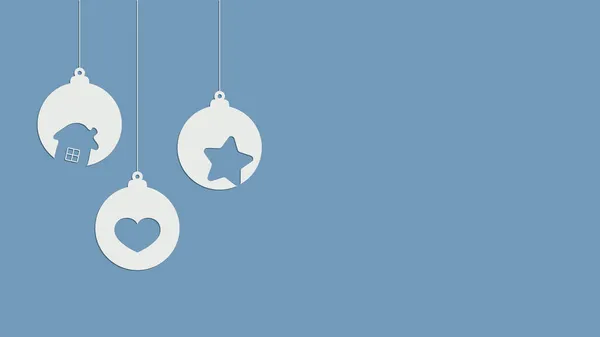 Karácsonyi Újévi Összetétele Lógó Golyók Szív Csillag Ház Tervezés Üdvözlőlap — Stock Vector