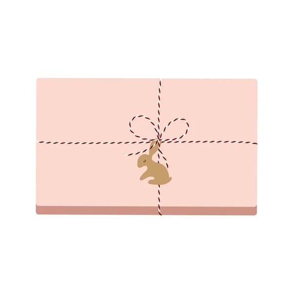 Coffret Cadeau Avec Étiquette Forme Lapin Conception Pour Carte Vœux — Image vectorielle