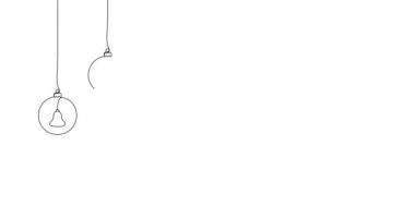 Animasyon çizimi. Devamlı bir çizgi asılı duran toplar şeker kamışı, kalp, eldiven, çorap, yıldız, çan, ev. El yapımı minimalist stil. Çizgi çizimi elle çizilmiş. Noel konsepti. 4K video