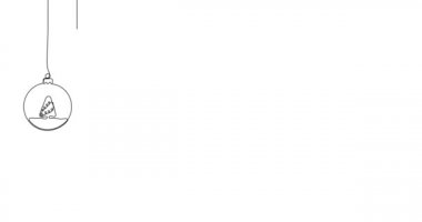 Animasyon çizimi. Yılbaşı ağacı, kardan adam, kızak, yıldız, çan, ev. El yapımı minimalist stil. Çizgi çizimi elle çizilmiş. Noel konsepti. 4K video