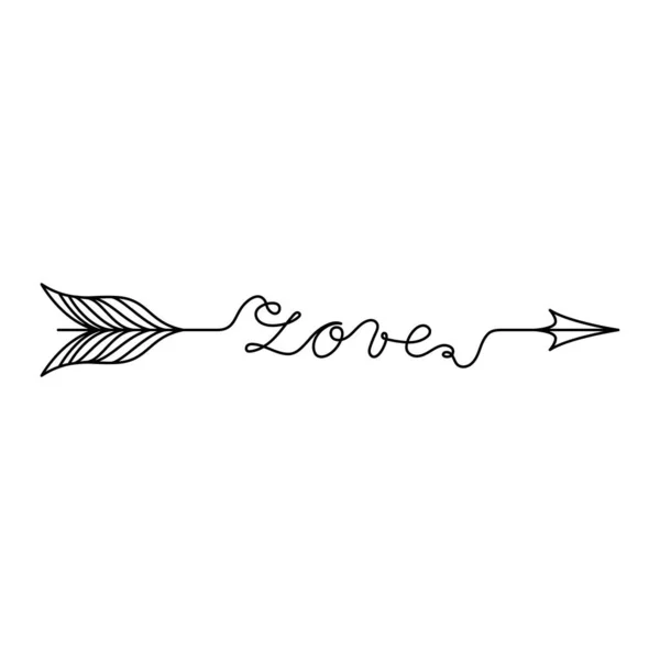 Continuous One Line Lettrage Amour Forme Flèche Illustration Vectorielle Pour — Image vectorielle