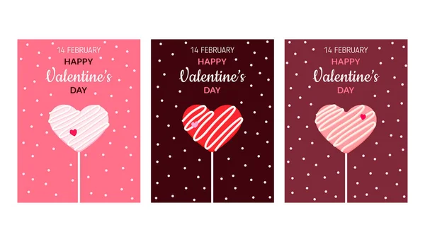 Happy Valentine Day Set Card Vector Illustration Poster Card Banner — Stockvektor