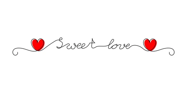 Continuous One Line Script Cursive Text Sweet Love Vector Illustration — Image vectorielle