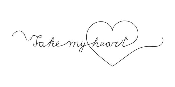 Continuous One Line Script Cursive Text Take Heart Vector Illustration — Image vectorielle