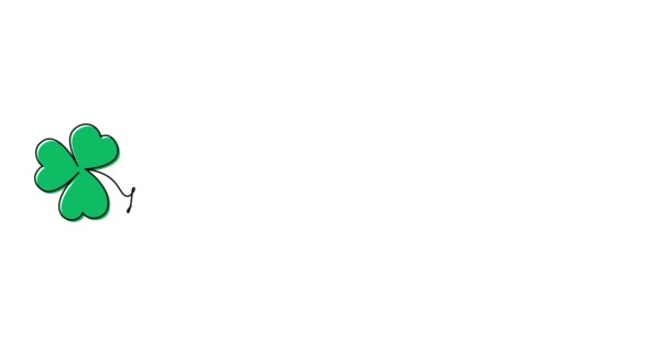 パトリックの時代のアニメーションイラスト 連続1行スクリプト筆記体ハッピー聖パトリックの日 手描きのミニマルスタイル 4Kビデオ — ストック動画