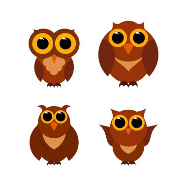 Baykuş. Beyaz arkaplanda izole edilmiş vektör çizgisi çizimi. Tebrik kartları, posterler, el ilanları, elbise baskıları için dekorasyon.