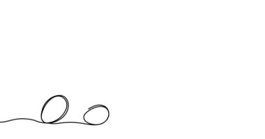 Paskalya için animasyon çizimi. Paskalya 'da tek satırlık mesaj. El yapımı minimalist stil. 4K video.