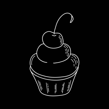 Menü kafe, bar, restoran, fırın, fırın, etiket, poster, afiş, broşür ve ambalaj için tasarım öğesi. Siyah arkaplanda vektör illüstrasyonu.