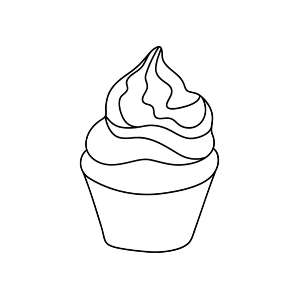 Doodle Cupcake Ontwerp Schets Element Voor Menu Cafe Bistro Restaurant — Stockvector