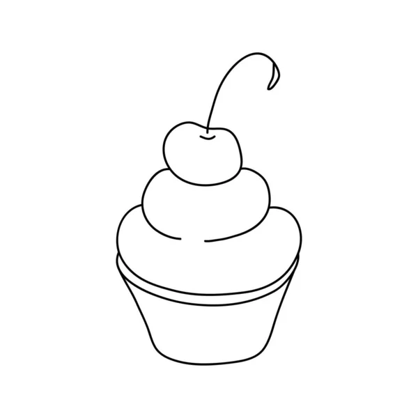 Doodle Cupcake Elemento Schizzo Design Menu Caffè Bistrot Ristorante Caffetteria — Vettoriale Stock