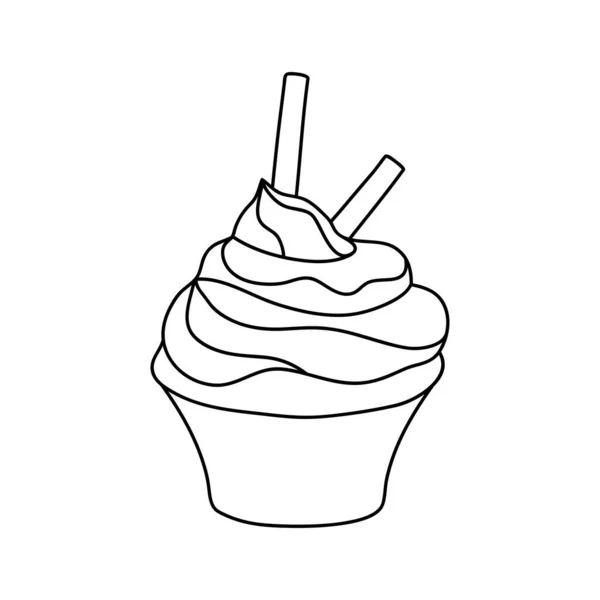 Doodle Cupcake Elemento Esboço Design Para Café Menu Bistrô Restaurante — Vetor de Stock