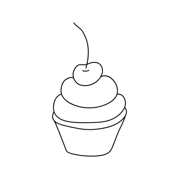 Doodle Cupcake Gestaltungselement Für Menü Café Bistro Restaurant Kaffeehaus Bäckerei — Stockvektor