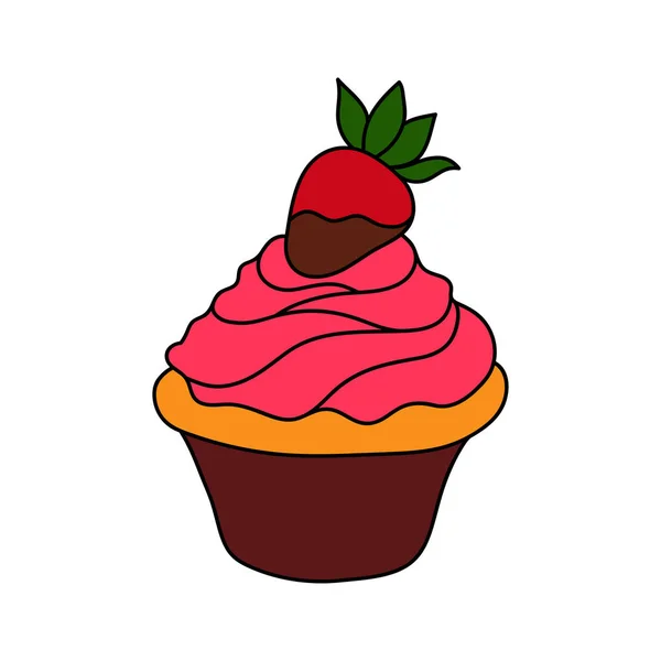 Doodle Cupcake Design Sketch Element Menu Cafe Bistro Restaurant Coffeehouse — Stock Vector