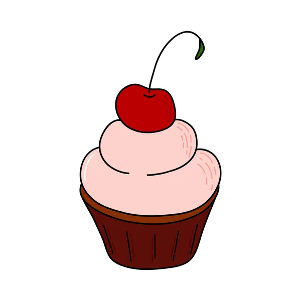 Doodle Cupcake Ontwerp Schets Element Voor Menu Cafe Bistro Restaurant — Stockvector