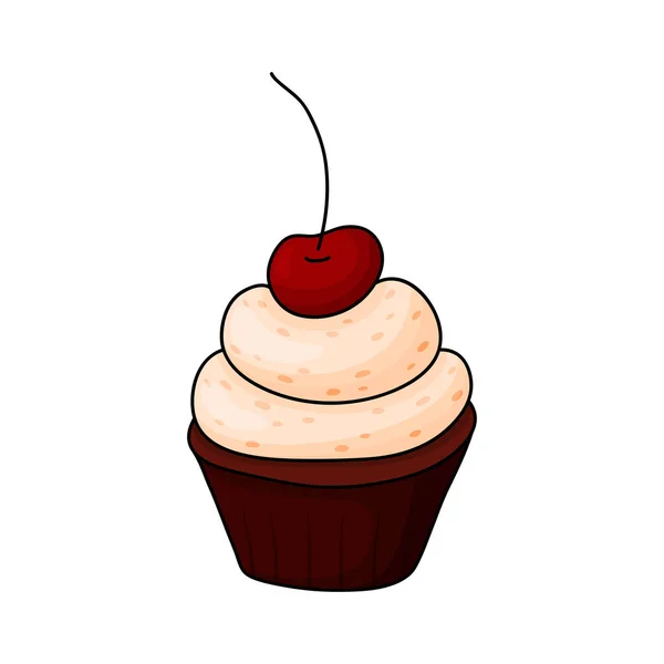 Bonito Doodle Cupcake Elemento Esboço Design Para Café Menu Bistrô — Vetor de Stock