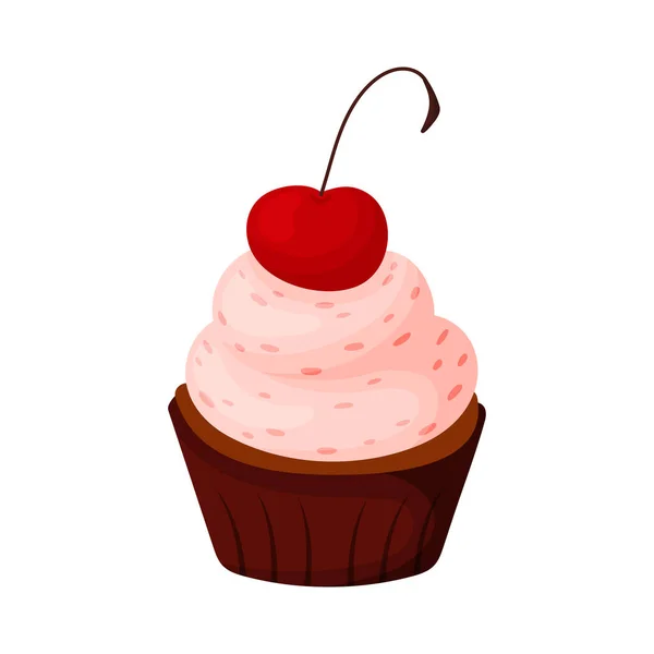 Pretty Flat Cupcake Design Sketch Element Menu Cafe Bistro Restaurant — 스톡 벡터