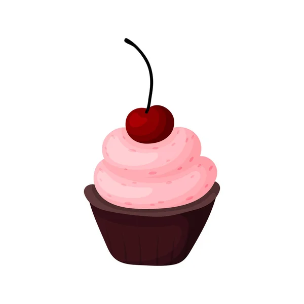 Pretty Flat Cupcake Design Sketch Element Menu Cafe Bistro Restaurant — Vetor de Stock