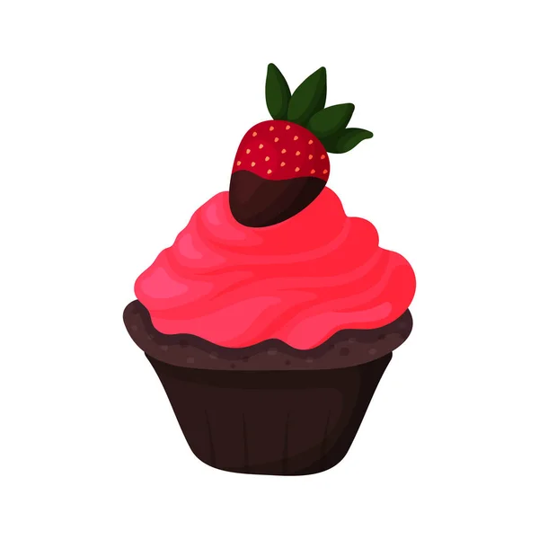 Pretty Flat Cupcake Design Sketch Element Menu Cafe Bistro Restaurant — 스톡 벡터