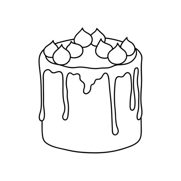 Kue Doodle Yang Cantik Unsur Sketsa Desain Untuk Kafe Menu - Stok Vektor