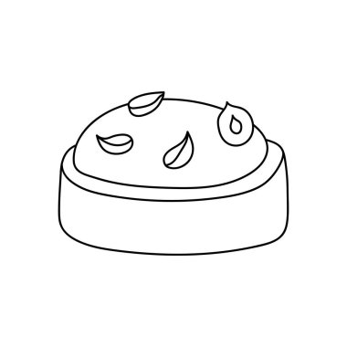 Çok güzel bir pasta. Menü kafe, bar, restoran, fırın, fırın, etiket, poster, afiş, broşür ve ambalaj için tasarım öğesi. Beyaz arkaplanda vektör illüstrasyonu.